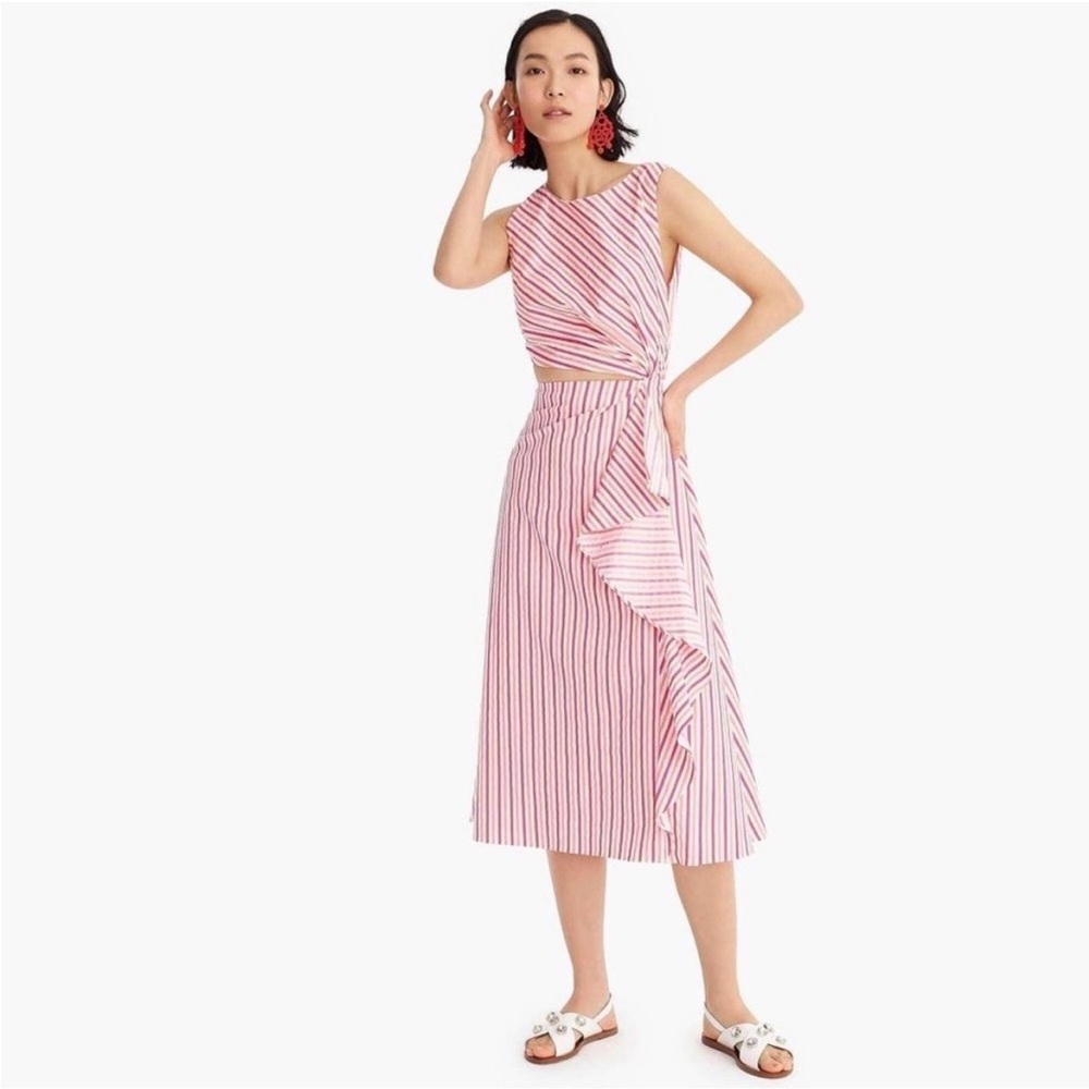 J. Crew Pink and White Striped Collection Dress